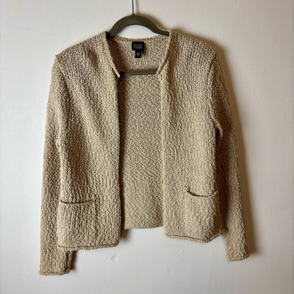 Eileen Fischer Textured Beige Jacket size medium
